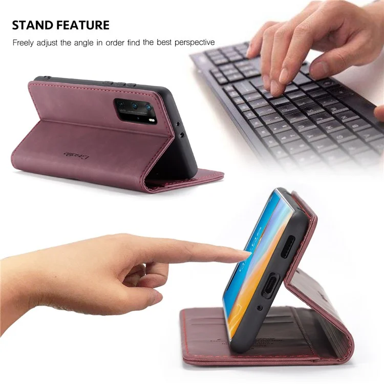 Caseme 013 Series Pour Huawei P40 Pro Pliable Stand Cover Cover Coque Portefeuille - Rouge