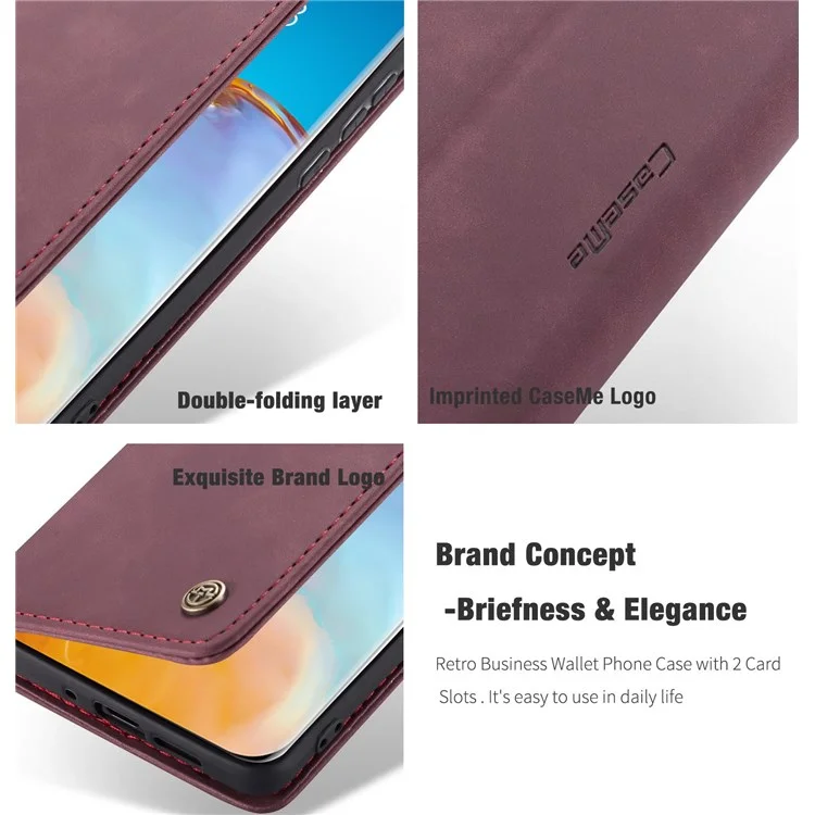 Caseme 013 Series Pour Huawei P40 Pro Pliable Stand Cover Cover Coque Portefeuille - Rouge
