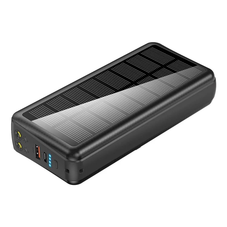 PSOOO PS-160 30000mAh PD 22.5W Dual-Sided Fast Charging External Battery 4-Cable Solar Charging Power Bank, US Plug - Black