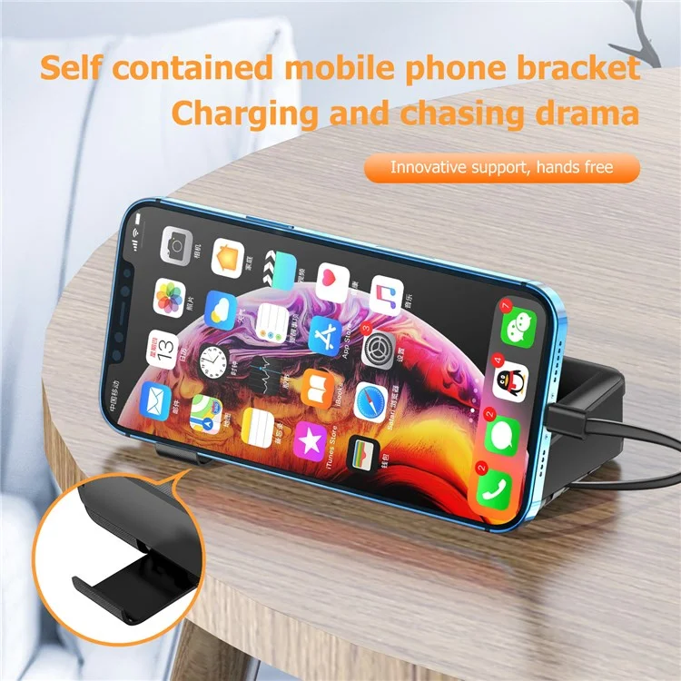 PSOOO PS-160 30000mAh PD 22.5W Dual-Sided Fast Charging External Battery 4-Cable Solar Charging Power Bank, US Plug - Black