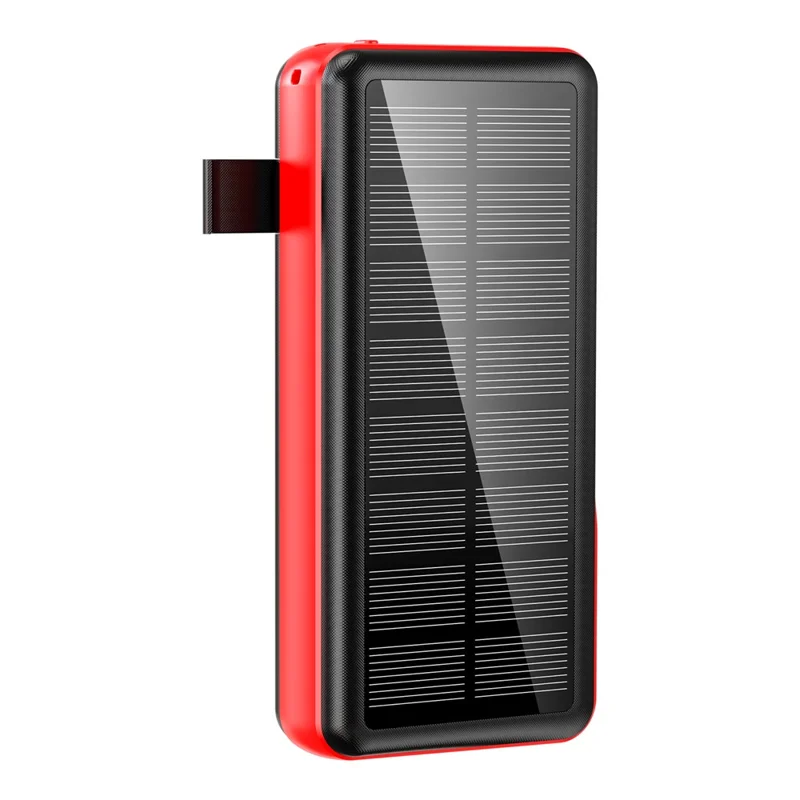 PSOOO PS-160 30000mAh PD 22.5W Dual-Sided Fast Charging External Battery 4-Cable Solar Charging Power Bank, US Plug - Red