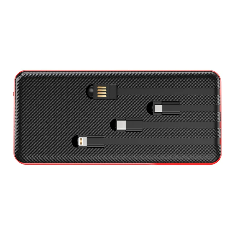 PSOOO PS-160 30000mAh PD 22.5W Dual-Sided Fast Charging External Battery 4-Cable Solar Charging Power Bank, US Plug - Red