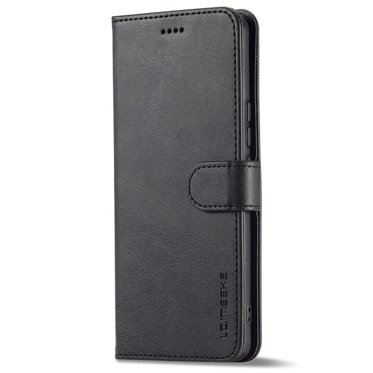 LC.IMEEKE Para Honor 50 SE Carteira de Couro PU Texturizado Capa Flip Ajustável Suporte para Telefone - Preto 