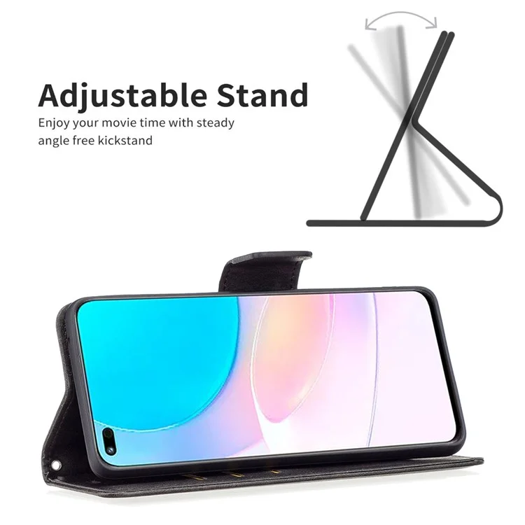 BF Leath Series-4 Pour Honor 50 Lite / Huawei Nova 8i Document de Portefeuille D'amortissement - le Noir