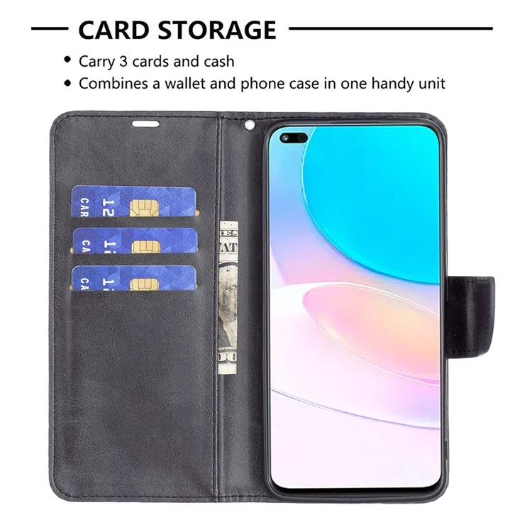 BF Leath Series-4 Pour Honor 50 Lite / Huawei Nova 8i Document de Portefeuille D'amortissement - le Noir