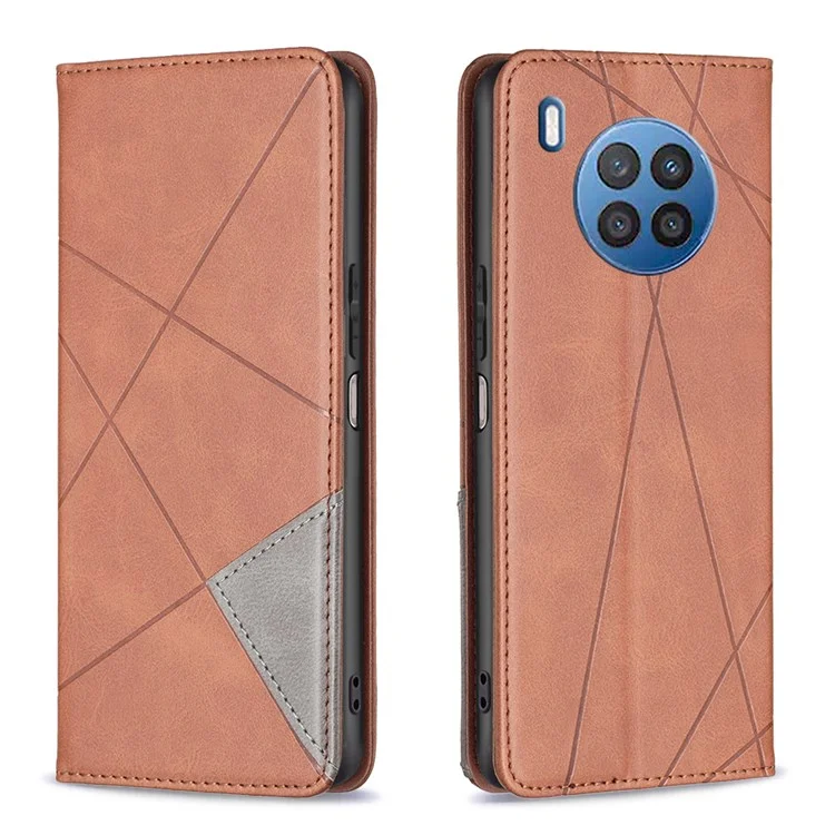 Série de motifs d'impression BF - 1 Étui de téléphone pour Honor 50 Lite/Huawei nova 8i Motif imprimé Étui en cuir PU Porte-carte Support anti-chute Coque magnétique - Brun