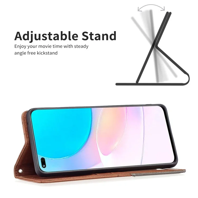 Série de motifs d'impression BF - 1 Étui de téléphone pour Honor 50 Lite/Huawei nova 8i Motif imprimé Étui en cuir PU Porte-carte Support anti-chute Coque magnétique - Brun