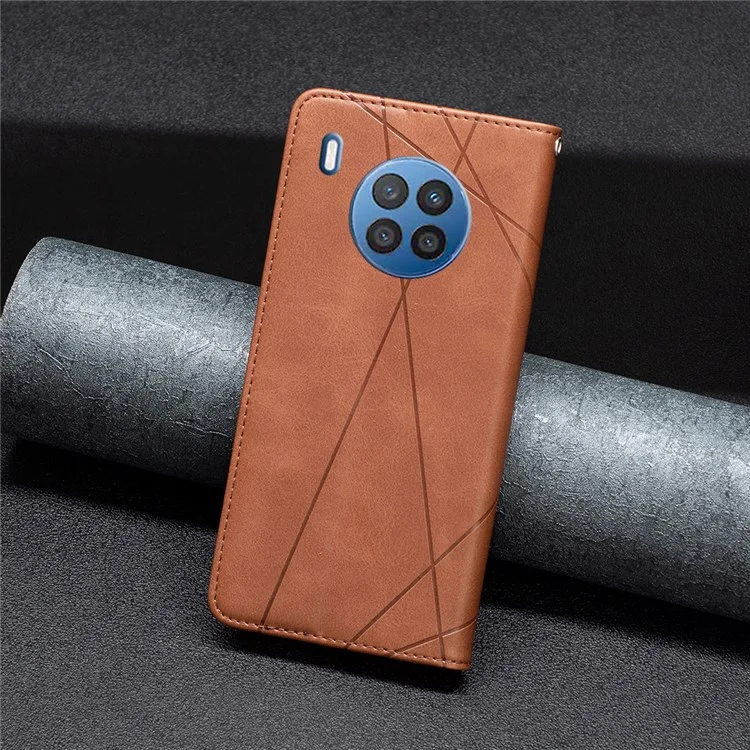 Série de motifs d'impression BF - 1 Étui de téléphone pour Honor 50 Lite/Huawei nova 8i Motif imprimé Étui en cuir PU Porte-carte Support anti-chute Coque magnétique - Brun