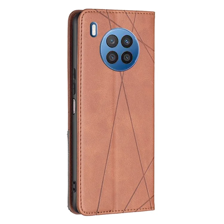 Série de motifs d'impression BF - 1 Étui de téléphone pour Honor 50 Lite/Huawei nova 8i Motif imprimé Étui en cuir PU Porte-carte Support anti-chute Coque magnétique - Brun