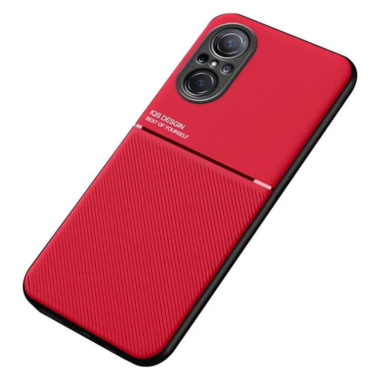 Para Huawei nova 9 SE Imprinted PU Leather + TPU Hybrid Case Shockproof Phone Cover with Built-in Metal Sheet - Vermelho