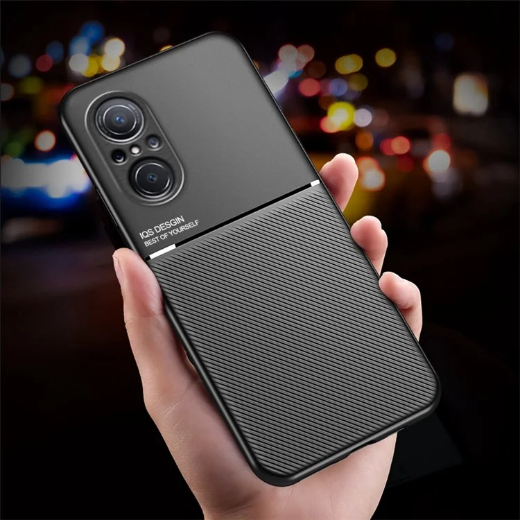 Para Huawei nova 9 SE Imprinted PU Leather + TPU Hybrid Case Shockproof Phone Cover with Built-in Metal Sheet - Vermelho