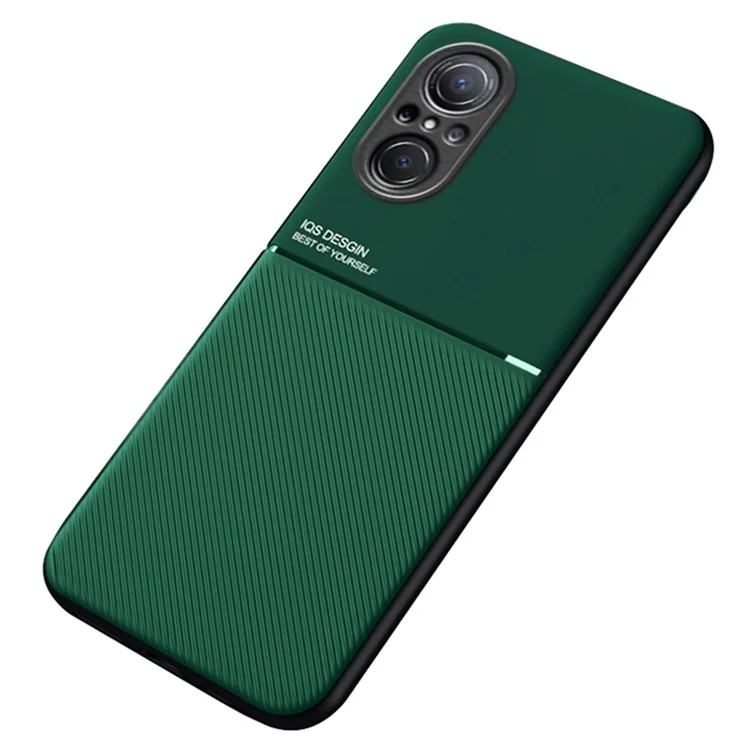 Pour Huawei nova 9 SE Imprinted PU Leather + TPU Hybrid Case Shockproof Phone Cover with Built-in Metal Sheet - Green