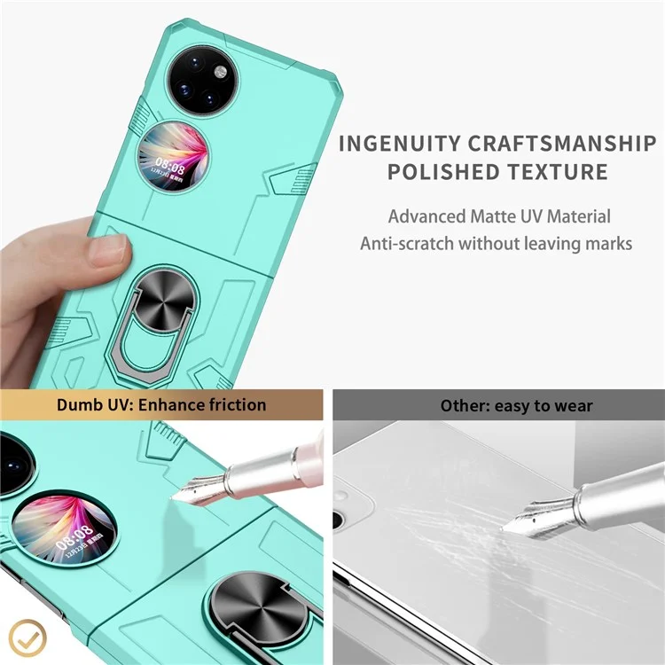 Pour Huawei P50 Pocket pc + Tpu Téléphone Téléphone Rotatif Ring Kickstand Tocoproof Anti-fall Cover - Bébé Bleu