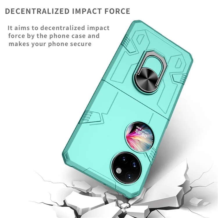 Pour Huawei P50 Pocket pc + Tpu Téléphone Téléphone Rotatif Ring Kickstand Tocoproof Anti-fall Cover - Bébé Bleu