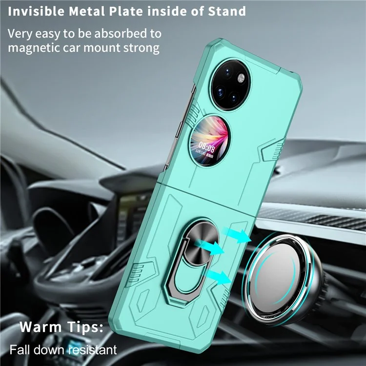 Pour Huawei P50 Pocket pc + Tpu Téléphone Téléphone Rotatif Ring Kickstand Tocoproof Anti-fall Cover - Bébé Bleu