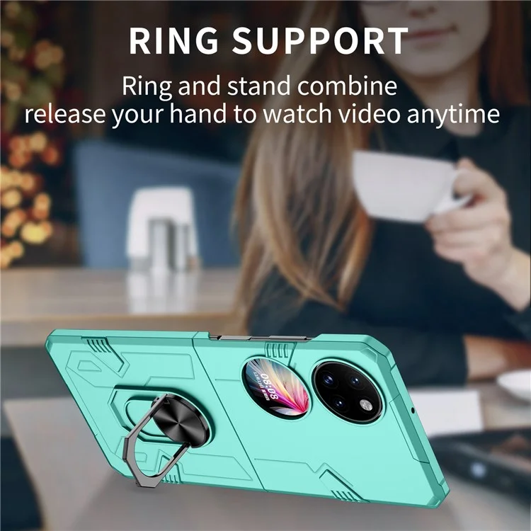 Pour Huawei P50 Pocket pc + Tpu Téléphone Téléphone Rotatif Ring Kickstand Tocoproof Anti-fall Cover - Bébé Bleu