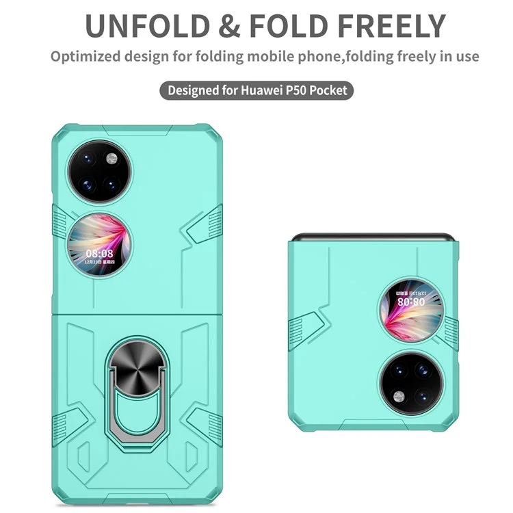 Pour Huawei P50 Pocket pc + Tpu Téléphone Téléphone Rotatif Ring Kickstand Tocoproof Anti-fall Cover - Bébé Bleu