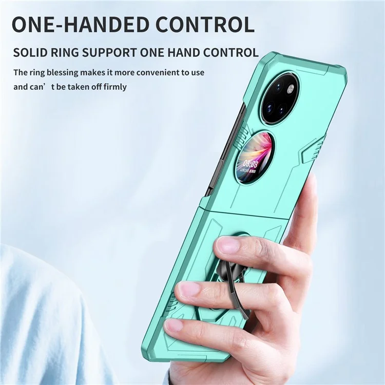 Pour Huawei P50 Pocket pc + Tpu Téléphone Téléphone Rotatif Ring Kickstand Tocoproof Anti-fall Cover - Bébé Bleu