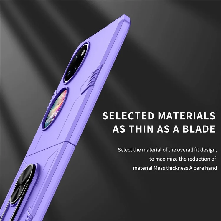 Para Huawei P50 Pocket PC+TPU Caixa de Telefone Girando Anel Giration Kickstand à Prova de Choque Anti-queda à Prova de Choque - Roxo