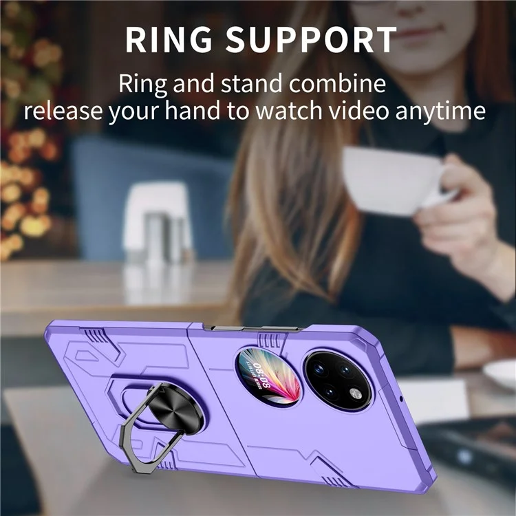 Para Huawei P50 Pocket PC+TPU Caixa de Telefone Girando Anel Giration Kickstand à Prova de Choque Anti-queda à Prova de Choque - Roxo