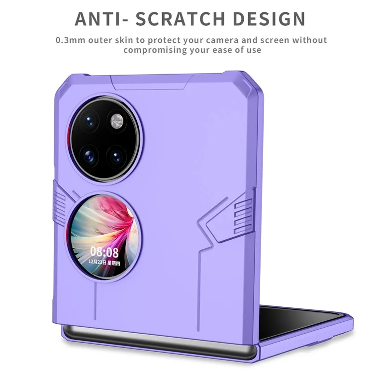 Para Huawei P50 Pocket PC+TPU Caixa de Telefone Girando Anel Giration Kickstand à Prova de Choque Anti-queda à Prova de Choque - Roxo