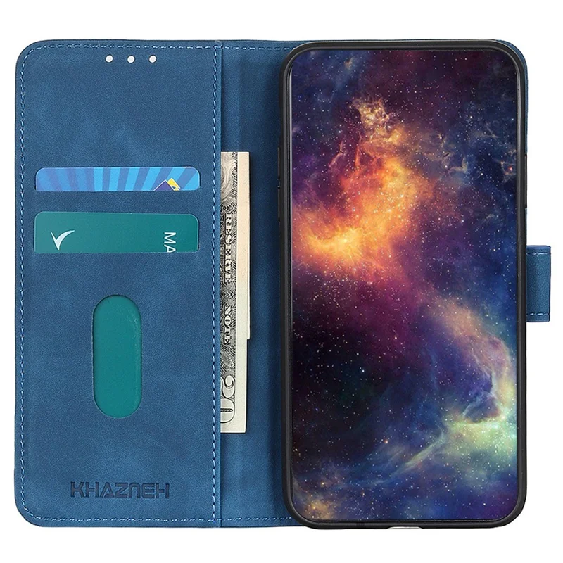 KHAZNEH For Honor X7/Play 30 Plus PU Leather+TPU Dual-layer Protection Cover Retro Texture Stand Wallet Magnetic Phone Case - Blue