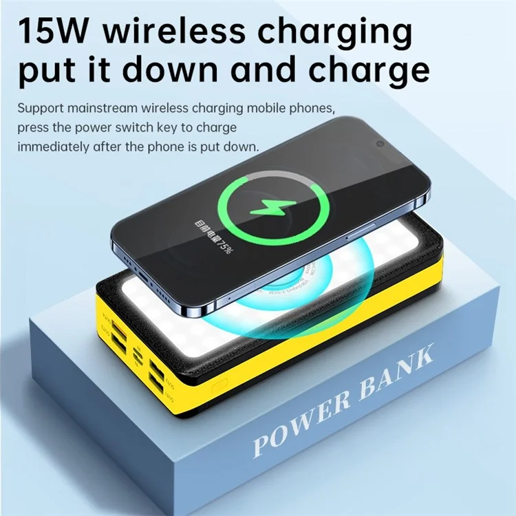 PSOOO PS-403 Solar Power Bank 20000mAh PD22.5W 15W Wireless Charger with 4-Ports Output External Battery Pack for Cell Phones Tablets