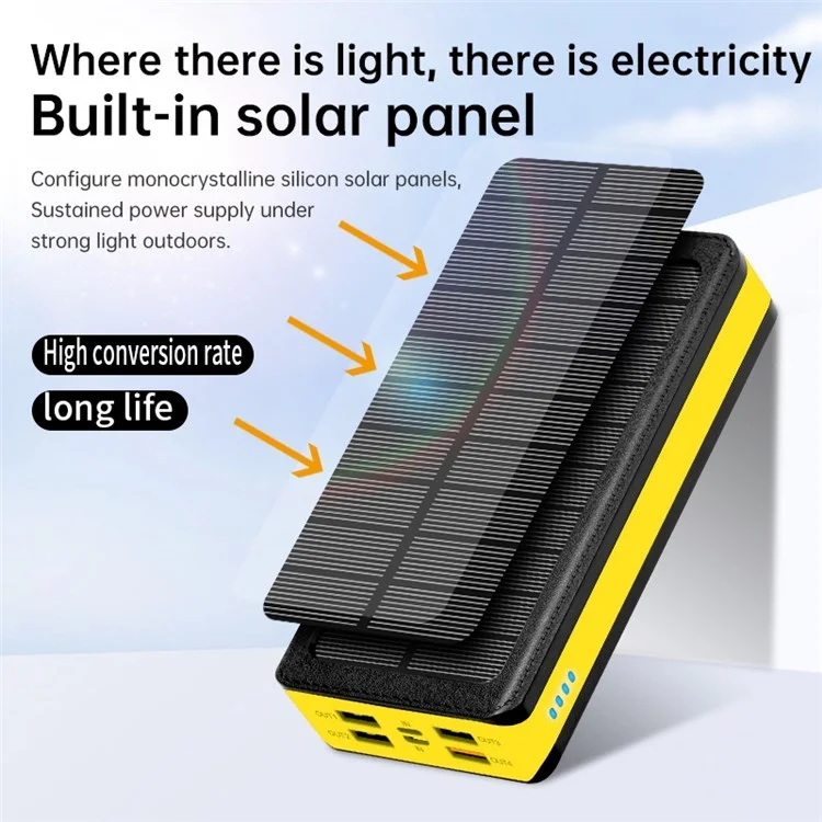 PSOOO PS-403 Solar Power Bank 20000mAh PD22.5W 15W Wireless Charger with 4-Ports Output External Battery Pack for Cell Phones Tablets