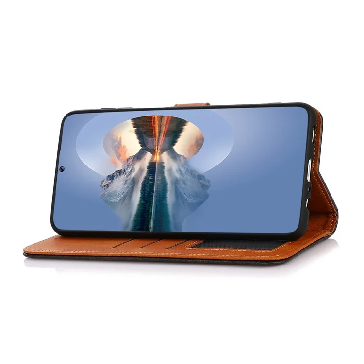 KHAZNEH für Honor X7 Stoßfeste magnetische Verschlussständer-Abdeckung, zweifarbiges Leder-Flip-Wallet-Handyhülle - Blau