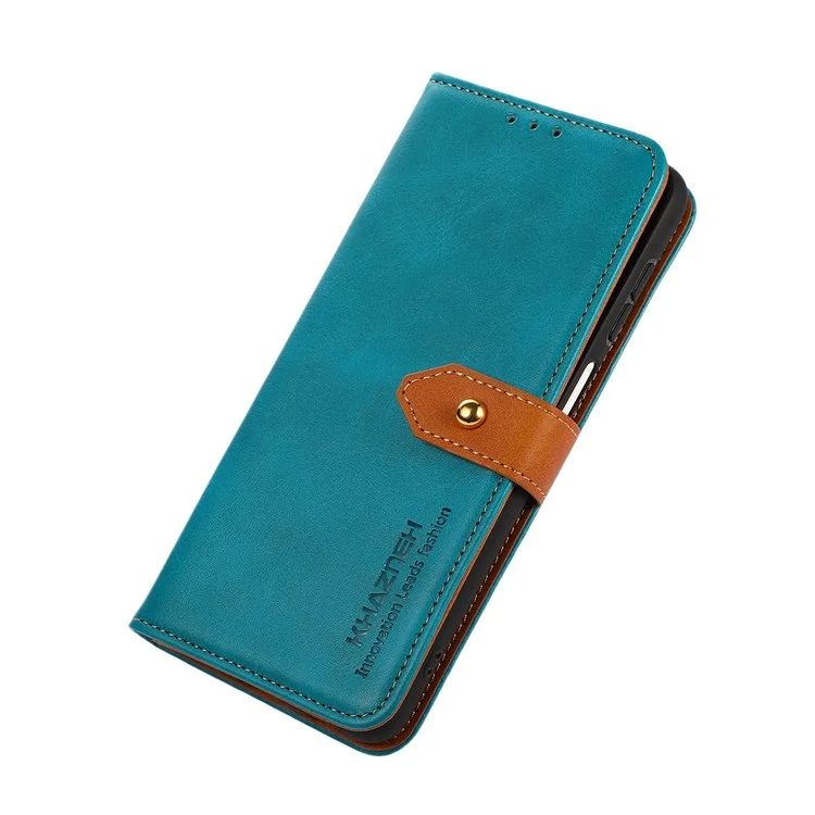 KHAZNEH für Honor X7 Stoßfeste magnetische Verschlussständer-Abdeckung, zweifarbiges Leder-Flip-Wallet-Handyhülle - Blau