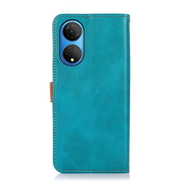 KHAZNEH für Honor X7 Stoßfeste magnetische Verschlussständer-Abdeckung, zweifarbiges Leder-Flip-Wallet-Handyhülle - Blau