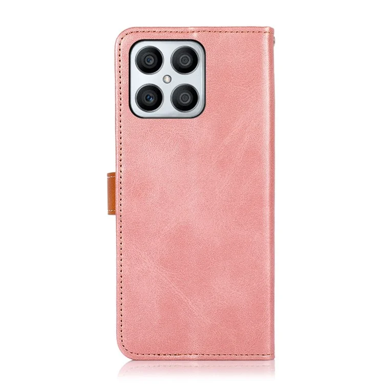 KHAZNEH für Honor X8 4G Magnetischer Verschluss Ständer Cover, Dual Color Leder Flip Wallet Handy Hülle - Rose Gold