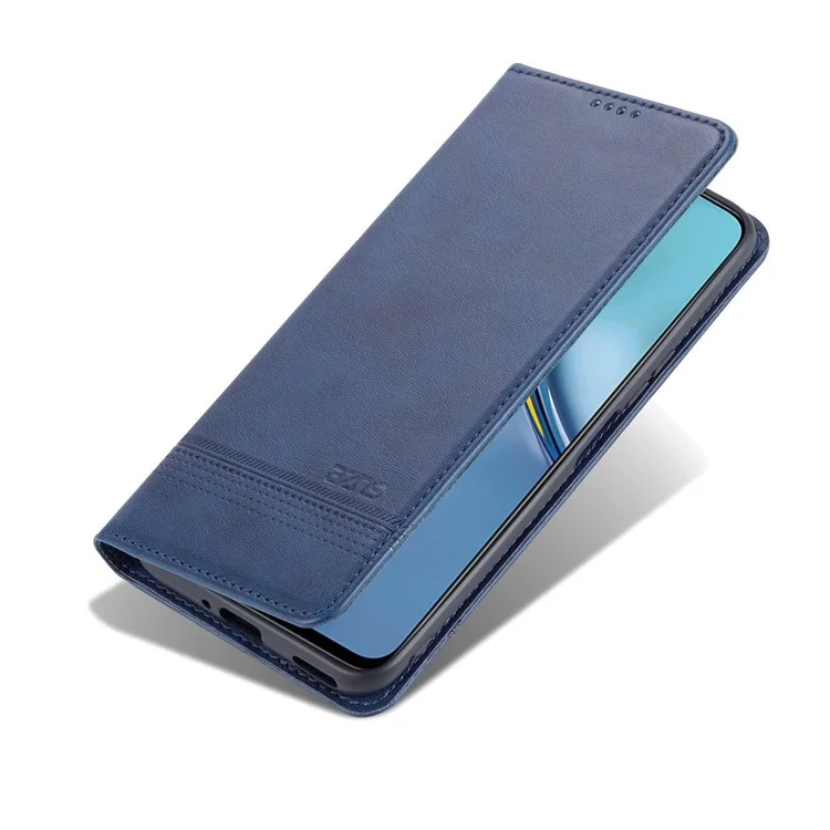 AZNS Wallet Case for U-Magic Enjoy 50 Plus, PU Leather Stand Hidden Magnetic Absorption Flip Shockproof Protective Cover - Blue