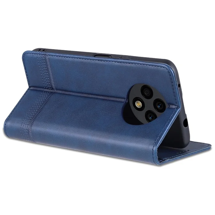 AZNS Wallet Case for U-Magic Enjoy 50 Plus, PU Leather Stand Hidden Magnetic Absorption Flip Shockproof Protective Cover - Blue