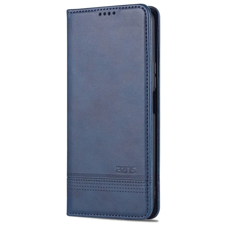AZNS Wallet Case for U-Magic Enjoy 50 Plus, PU Leather Stand Hidden Magnetic Absorption Flip Shockproof Protective Cover - Blue