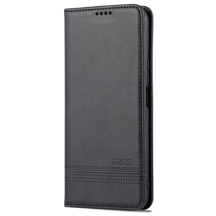 AZNS für Honor X8 4G PU-Leder Flip Protective Cover Stand Magnetic Auto-absorbed TPU Schockabsorbierende Innenhülle mit Geldbörsen-Funktion - Schwarz