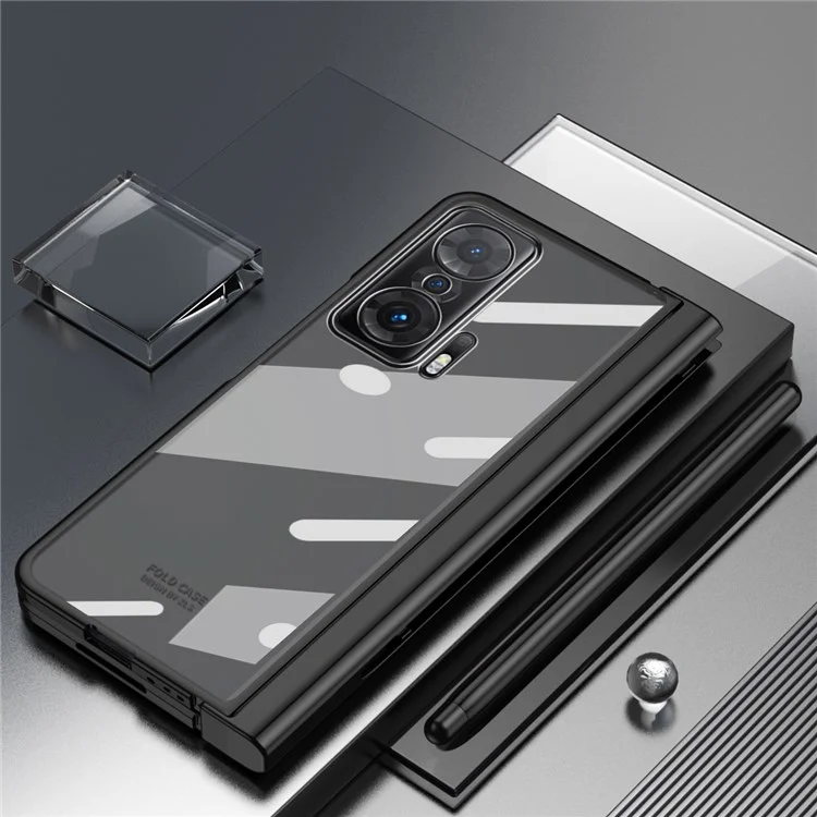 Pour Honor Magic V Temperred Verre Film Téléphone Cover Stylo Slot Hinge Electroplate Pliage pc pc Avec Stylet Stylo - le Noir