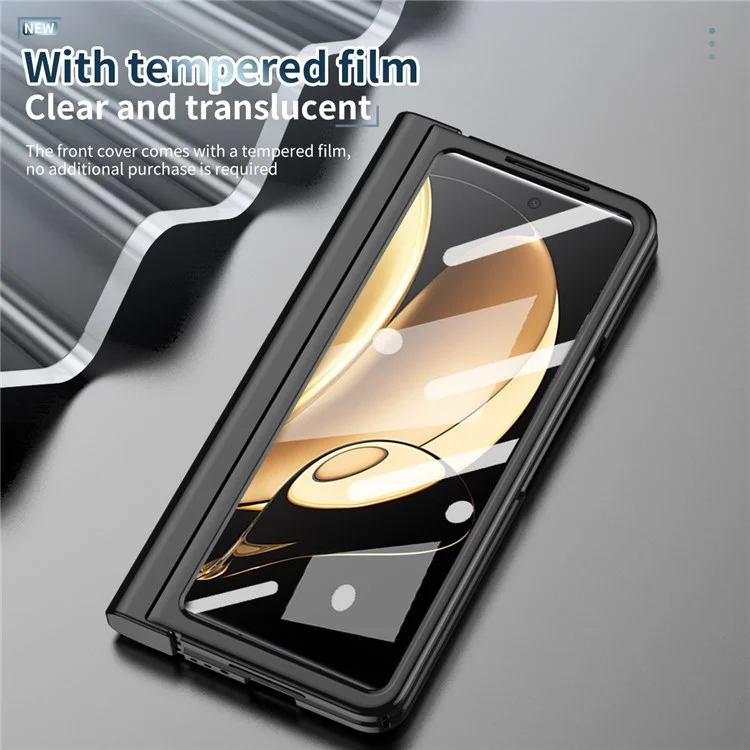 Pour Honor Magic V Temperred Verre Film Téléphone Cover Stylo Slot Hinge Electroplate Pliage pc pc Avec Stylet Stylo - le Noir