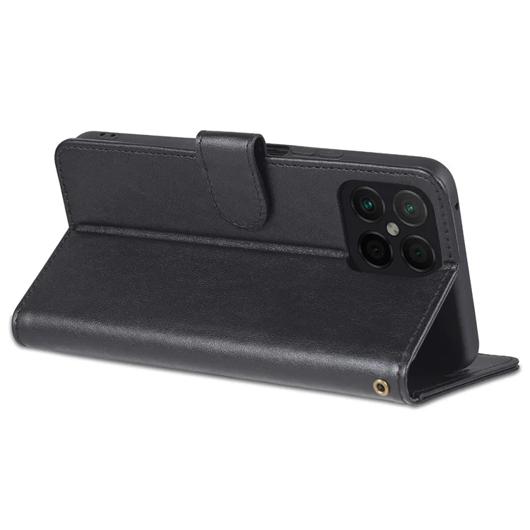 AZNS For Honor X8 4G / X30i strukturierter Lederschutz Magnetisches Schutzbuch Klappcover Standfuß Geldbörse Magnetische Abdeckung - Schwarz