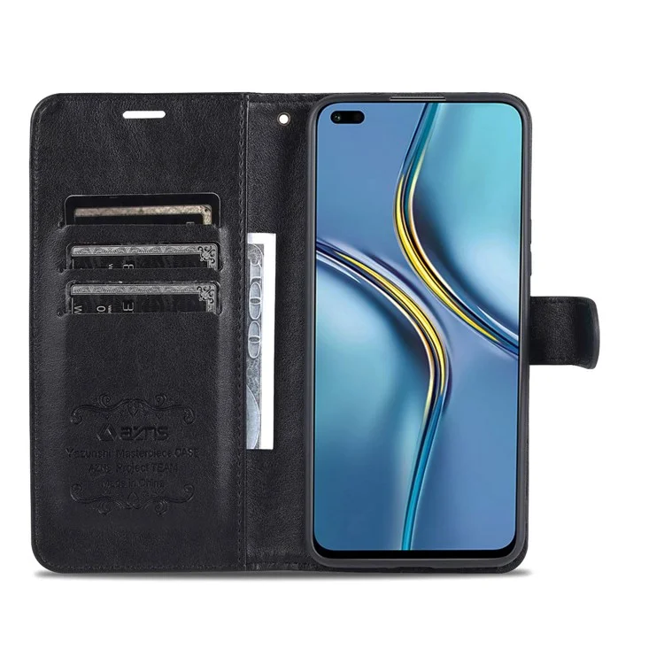 AZNS Para U-Magic Disfrute de 50 Más Case de Billetera de Cuero Texturizado Anti-Fall TPU Inner Shell Stand Telep Cubierta - Negro