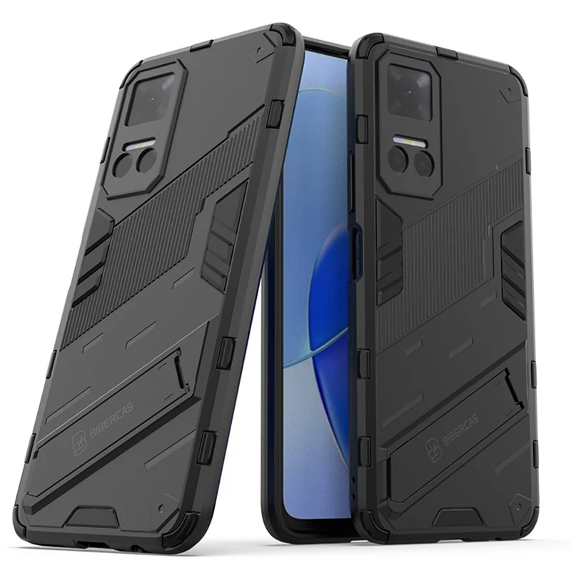 For Honor Play6T 5G PC + TPU Case Cell Phone Protector with Kickstand - Black