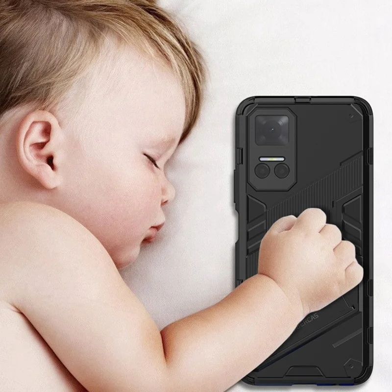 For Honor Play6T 5G PC + TPU Case Cell Phone Protector with Kickstand - Black