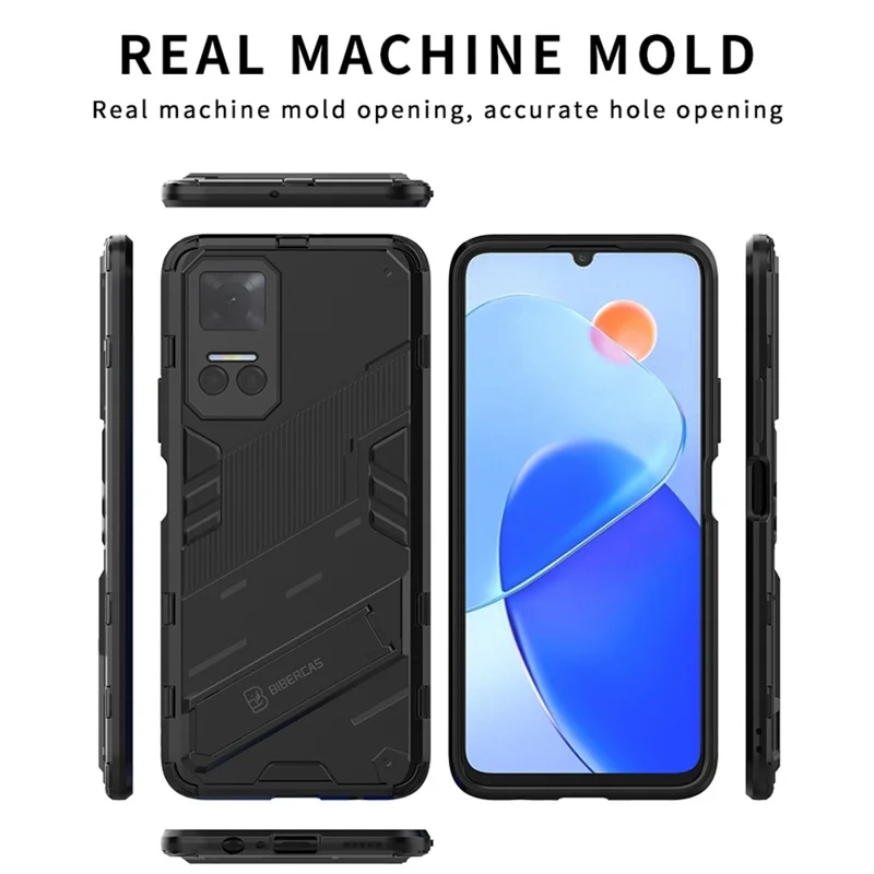 For Honor Play6T 5G PC + TPU Case Cell Phone Protector with Kickstand - Black