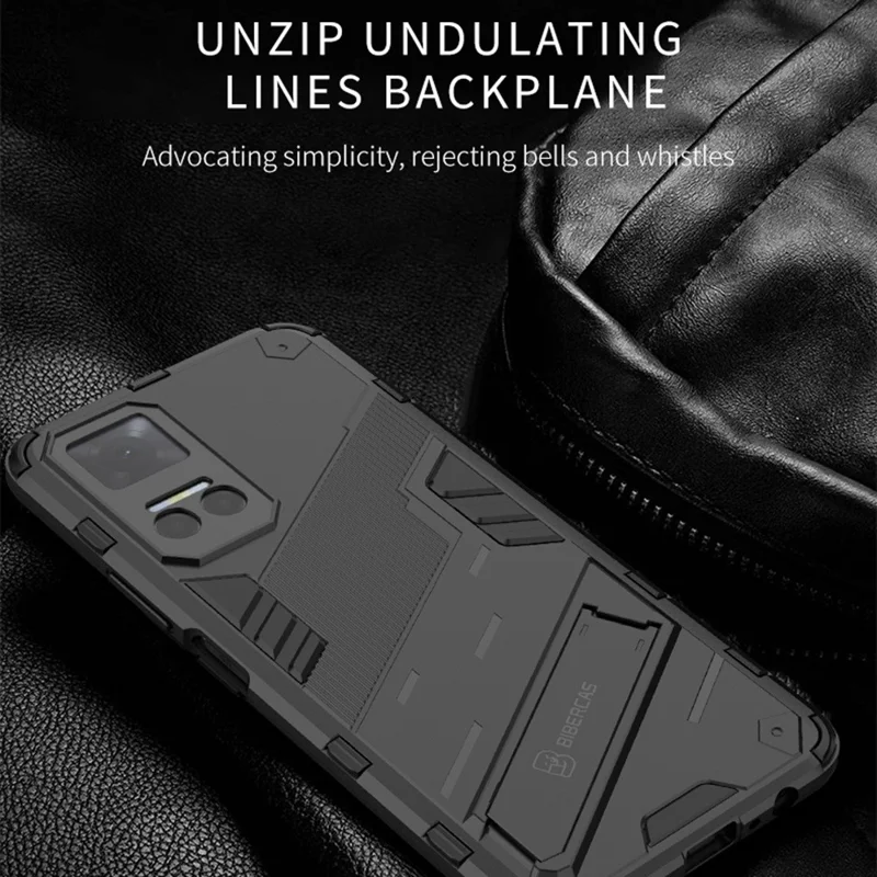 For Honor Play6T 5G PC + TPU Case Cell Phone Protector with Kickstand - Black