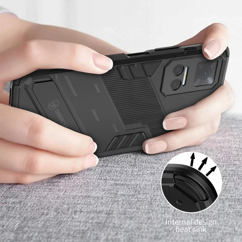 For Honor Play6T 5G PC + TPU Case Cell Phone Protector with Kickstand - Black