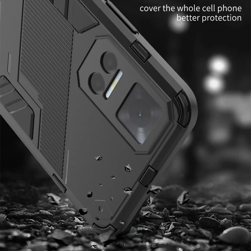 For Honor Play6T 5G PC + TPU Case Cell Phone Protector with Kickstand - Black