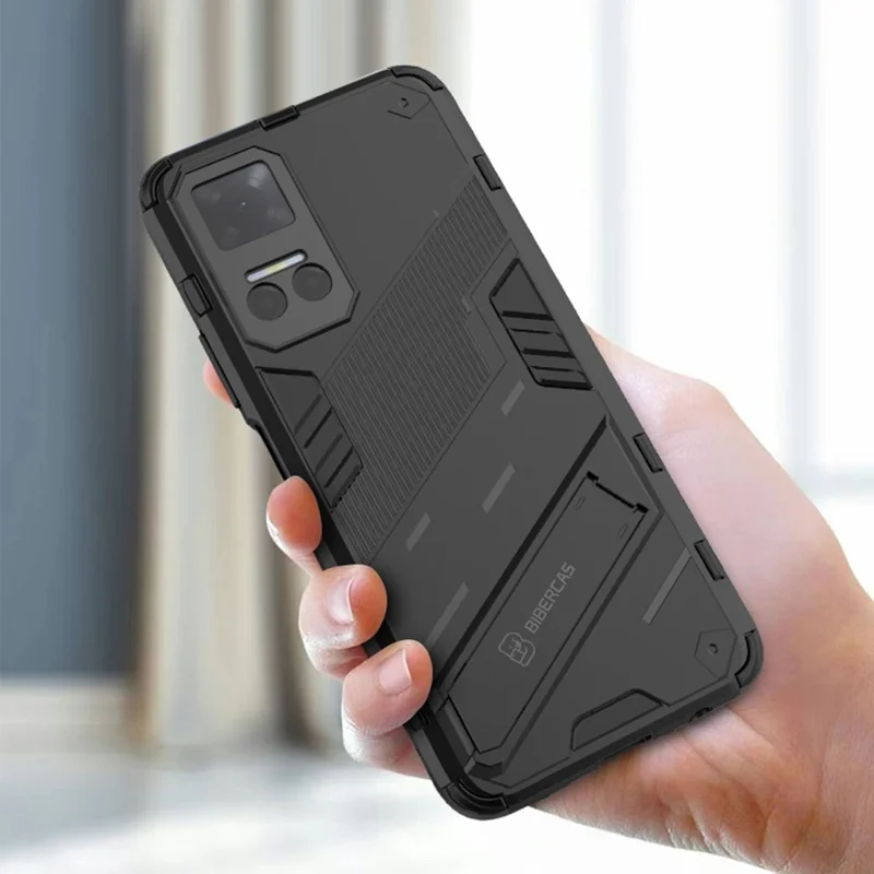 For Honor Play6T 5G PC + TPU Case Cell Phone Protector with Kickstand - Black