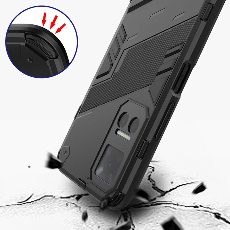 For Honor Play6T 5G PC + TPU Case Cell Phone Protector with Kickstand - Black