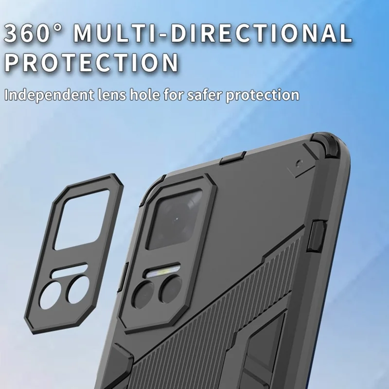 For Honor Play6T 5G PC + TPU Case Cell Phone Protector with Kickstand - Black