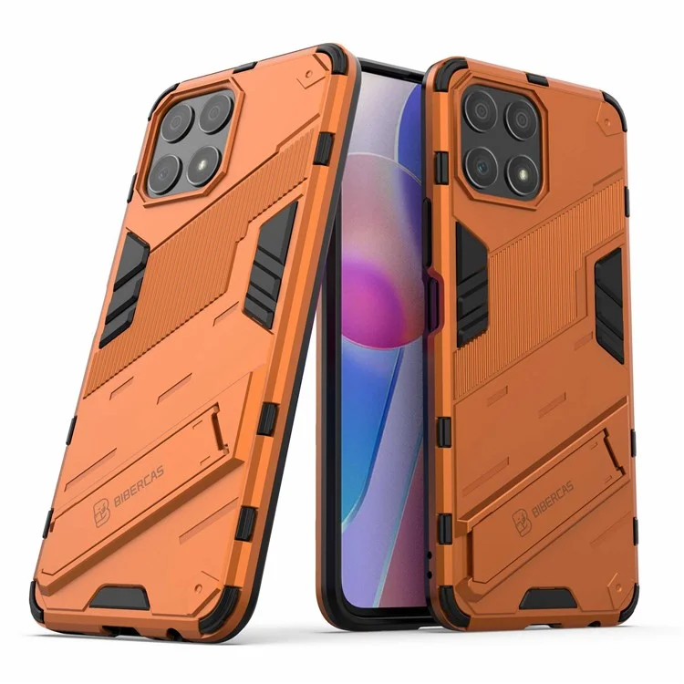For Honor X30i Anti-fall Kickstand Function Combo PC + TPU Case Dual Layer Protective Mobile Phone Shell - Orange
